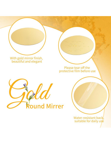 Juego de 24 Espejos Redondos YMHPRIDE 25.4 cm Dorado