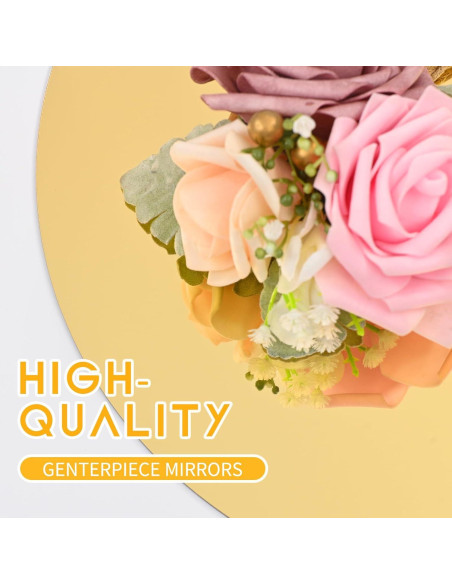 Juego de 24 Espejos Redondos YMHPRIDE 25.4 cm Dorado