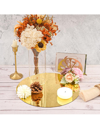 Juego de 24 Espejos Redondos YMHPRIDE 25.4 cm Dorado