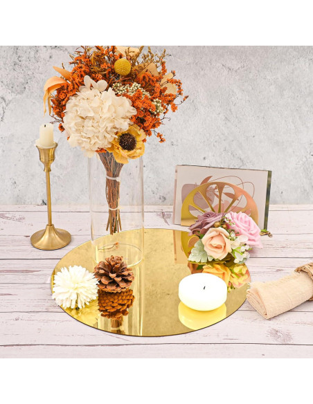 Juego de 24 Espejos Redondos YMHPRIDE 25.4 cm Dorado