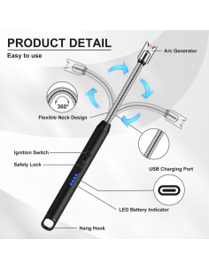 Encendedor Eléctrico Recargable LcFun con Cuello Flexible 25cm 2