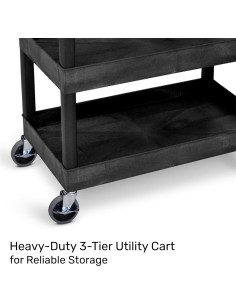 Carro de Utilidad Rodante 3 Niveles Stand Steady Negro 136 kg 2