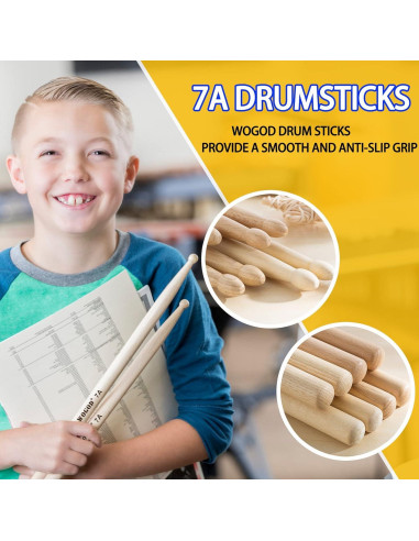 Baquetas 7A WOGOD para Niños de Madera de Arce - 39.2 cm