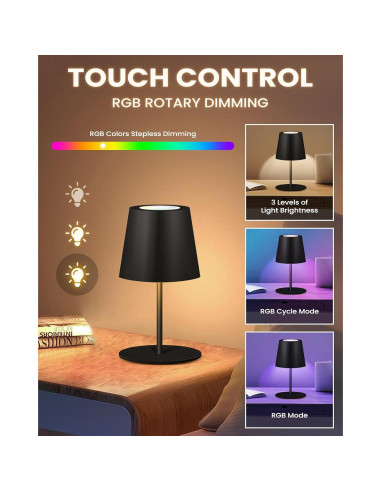 Lámpara de Mesa RGB Inalámbrica JCHPZR 2 Paquete 5000mAh
