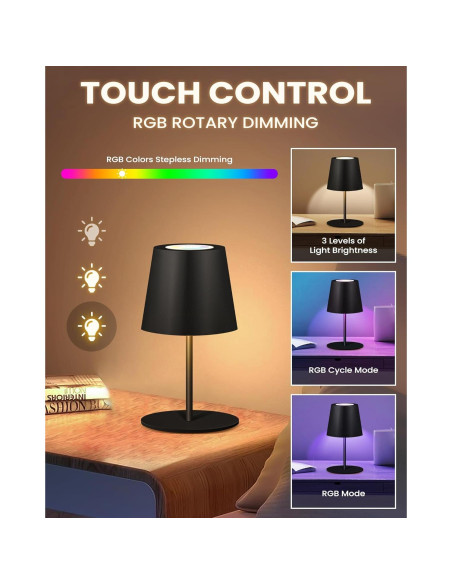 Lámpara de Mesa RGB Inalámbrica JCHPZR 2 Paquete 5000mAh