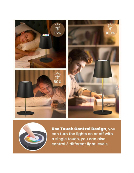 Lámpara de Mesa RGB Inalámbrica JCHPZR 2 Paquete 5000mAh