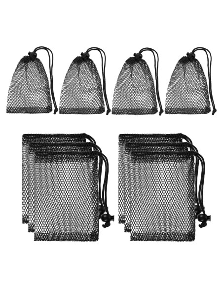 10 Bolsas de Malla Negra con Cierre de Cuerda 20x15 cm YUXIANLB