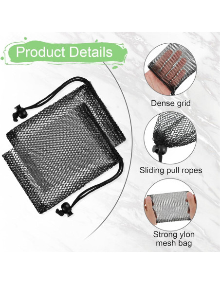 10 Bolsas de Malla Negra con Cierre de Cuerda 20x15 cm YUXIANLB