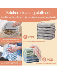 Juego de 10 Paños de Cocina Reutilizables XINARIO - Microfibra y Alambre 2