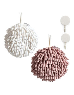 Bola de Toalla de Mano Colgante Chenille Absorbente 17.27 cm - 2 Pcs