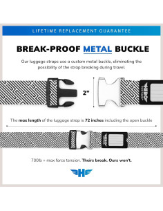 Correas de Equipaje HERO - Juego de 2, 700 lbs, Ajustables 187.96 cm 2