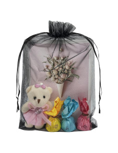 50 Bolsas de Regalo de Organza Negra 20x30 cm Jexila