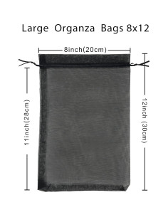 50 Bolsas de Regalo de Organza Negra 20x30 cm Jexila 2