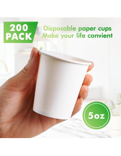 Paquete de 200 tazas desechables de papel TV TOPVALUE 150 ml 2