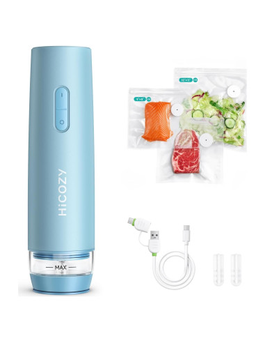 HiCOZY Sellador de Vacío Compacto Azul con 30 Bolsas Reutilizables