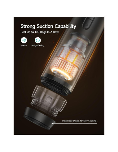 HiCOZY Sellador de Vacío Compacto Azul con 30 Bolsas Reutilizables