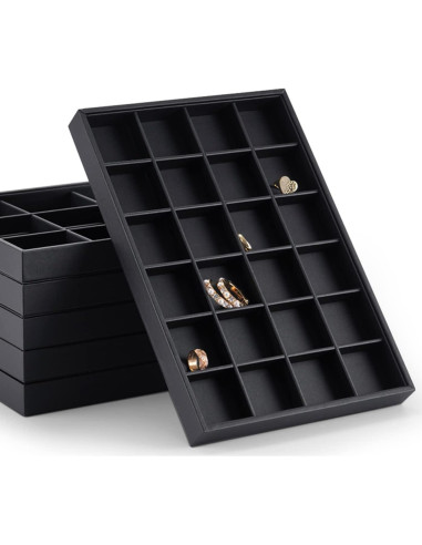 Bandeja Organizadora de Joyería Woodten de Cuero PU 24 Compartimentos