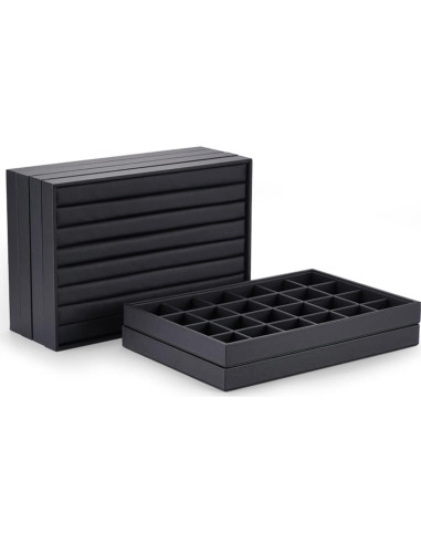 Bandeja Organizadora de Joyería Woodten de Cuero PU 24 Compartimentos