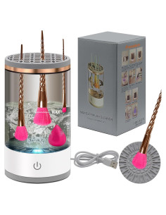 Limpiador de Brochas de Maquillaje Eléctrico Aokbean Negro