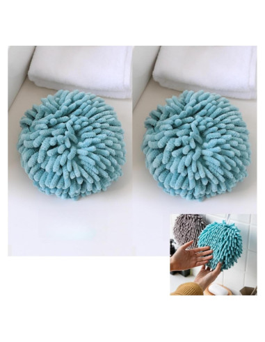 Toallas de Mano Chenille SanQiuShe 17x17 cm 2 Piezas Azul