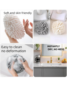 Toallas de Mano Chenille SanQiuShe 17x17 cm 2 Piezas Azul 2