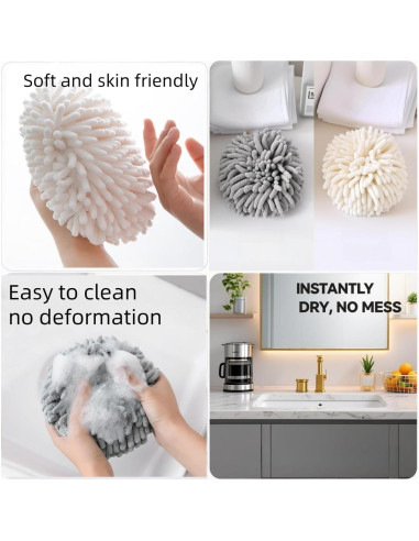 Toallas de Mano Chenille SanQiuShe 17x17 cm 2 Piezas Azul