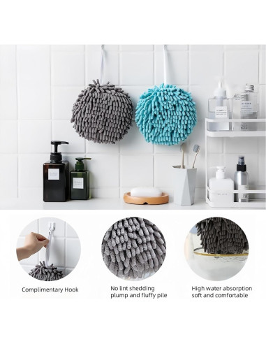 Toallas de Mano Chenille SanQiuShe 17x17 cm 2 Piezas Azul