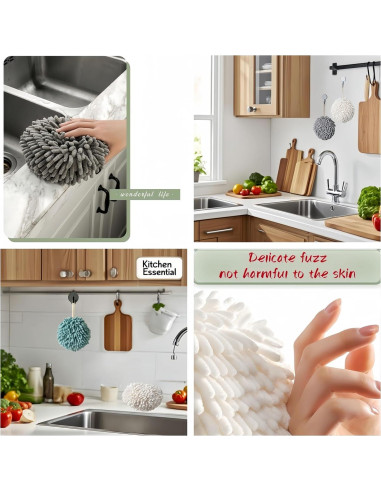 Toallas de Mano Chenille SanQiuShe 17x17 cm 2 Piezas Azul