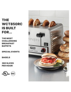 Tostadora Waring WCT850RC 4 Rebanadas Acero Inoxidable 1800W 2