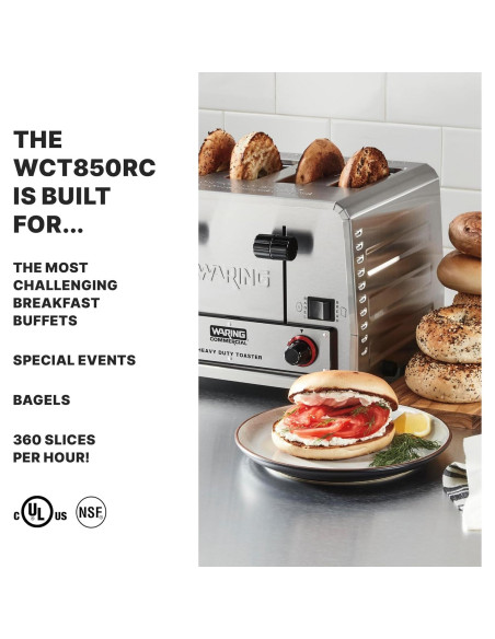 Tostadora Waring WCT850RC 4 Rebanadas Acero Inoxidable 1800W