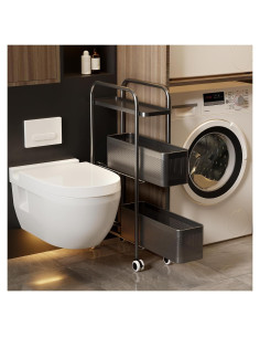 Carro de Almacenamiento Delgado CABTE 3 Niveles Negro