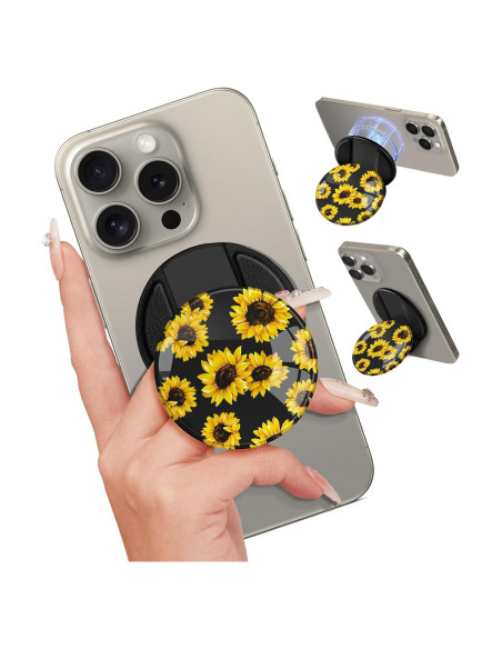 Soporte Magnético para Teléfono Kidcube Girasol Negro - Compatible con MagSafe