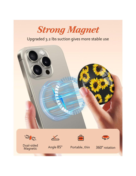 Soporte Magnético para Teléfono Kidcube Girasol Negro - Compatible con MagSafe