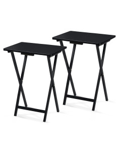 Conjunto de 2 Mesas Plegables PJ Wood - Madera Negra 48.4x37x66 cm