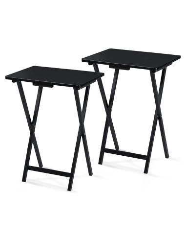Conjunto de 2 Mesas Plegables PJ Wood - Madera Negra 48.4x37x66 cm