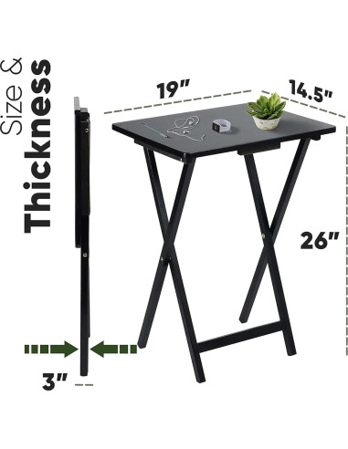 Conjunto de 2 Mesas Plegables PJ Wood - Madera Negra 48.4x37x66 cm