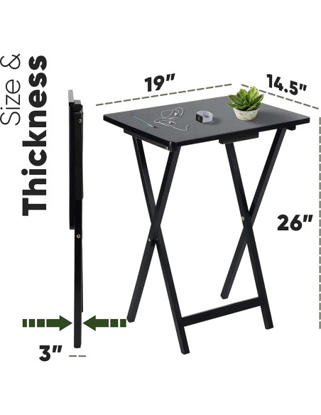 Conjunto de 2 Mesas Plegables PJ Wood - Madera Negra 48.4x37x66 cm