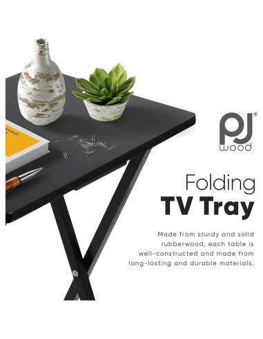Conjunto de 2 Mesas Plegables PJ Wood - Madera Negra 48.4x37x66 cm