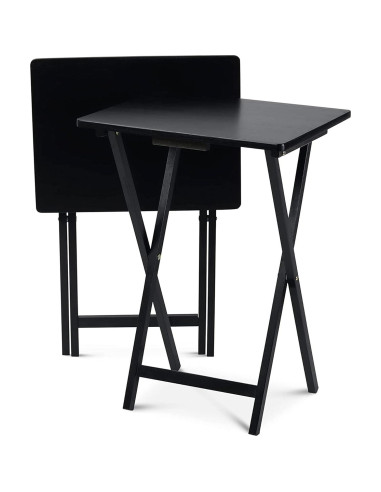 Conjunto de 2 Mesas Plegables PJ Wood - Madera Negra 48.4x37x66 cm