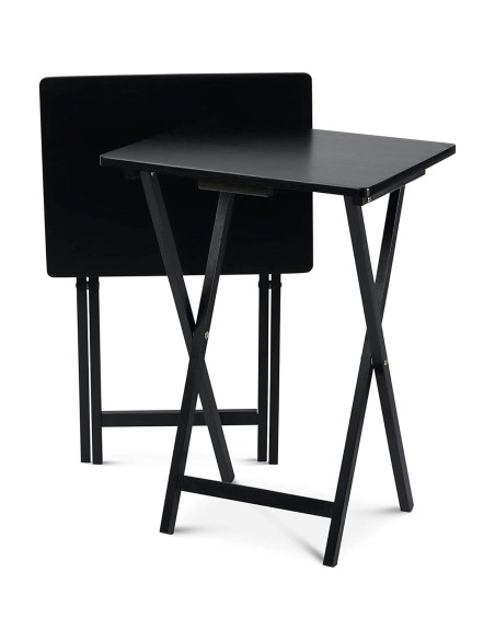 Conjunto de 2 Mesas Plegables PJ Wood - Madera Negra 48.4x37x66 cm