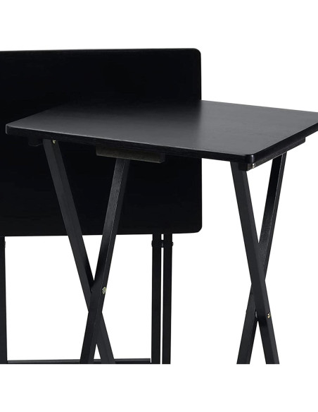 Conjunto de 2 Mesas Plegables PJ Wood - Madera Negra 48.4x37x66 cm
