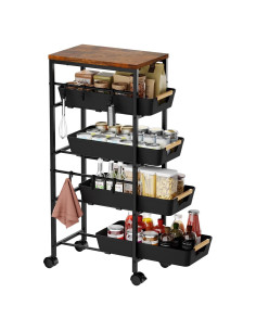 Carro de Almacenamiento Slim Landmok 5 Niveles Negro