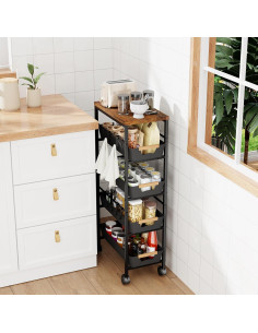 Carro de Almacenamiento Slim Landmok 5 Niveles Negro 2