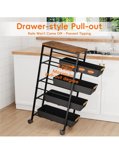 Carro de Almacenamiento Slim Landmok 5 Niveles Negro