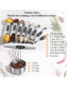 Juego de 13 Piezas de Tazas y Cucharas Medidoras Acero Inoxidable 2