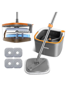 Juego de Mopa Giratoria BOMIDI con Cubo y 4 Almohadillas