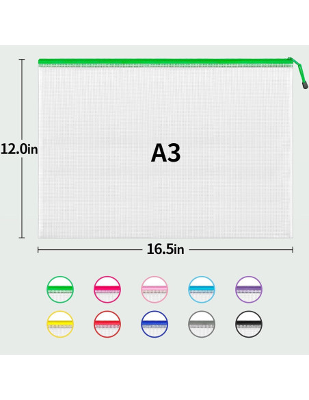 Bolsas de Malla con Cremallera JARLINK A3 12 Pcs 42x31 cm