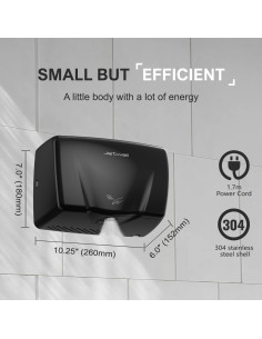 Secador de Manos Automático JETWELL JW2803 Negro - Acero Inoxidable 2