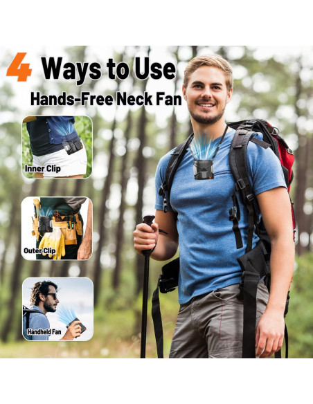 Ventilador Portátil de Cintura BOANKODU Y6 6 Velocidades 40H Negro Ventilador Portátil de Cintura BOANKODU Y6 6 Velocidades 40H Negro