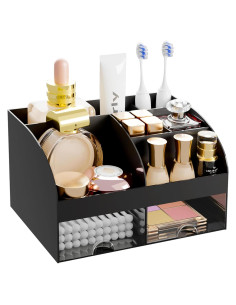 Organizador de Baño DIRZHX con 6 Ranuras y Cajones - Negro